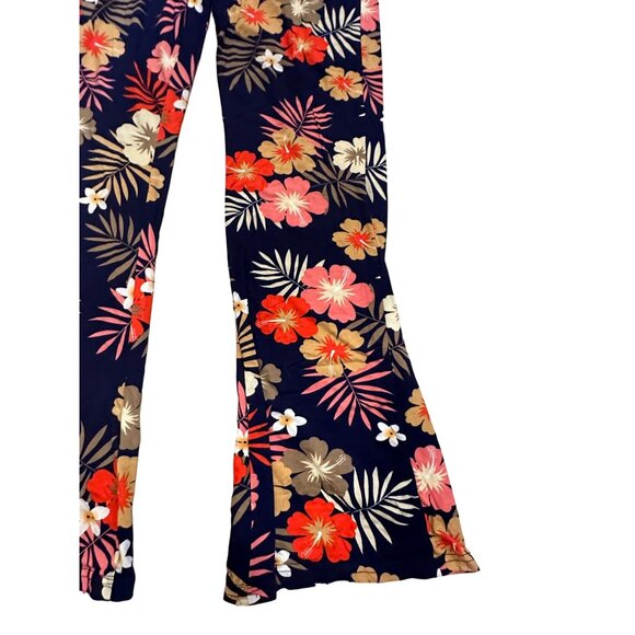MAZE Tropical Navy Palm Print Flare Leg Pants Size L NEW NWT - Picture 6 of 8